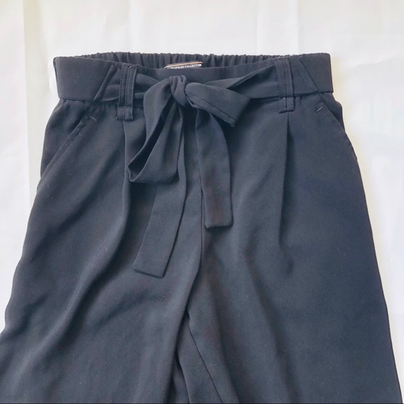 Zara Pants - Zara Wide Leg Crop Paperbag Black Pants with Tie